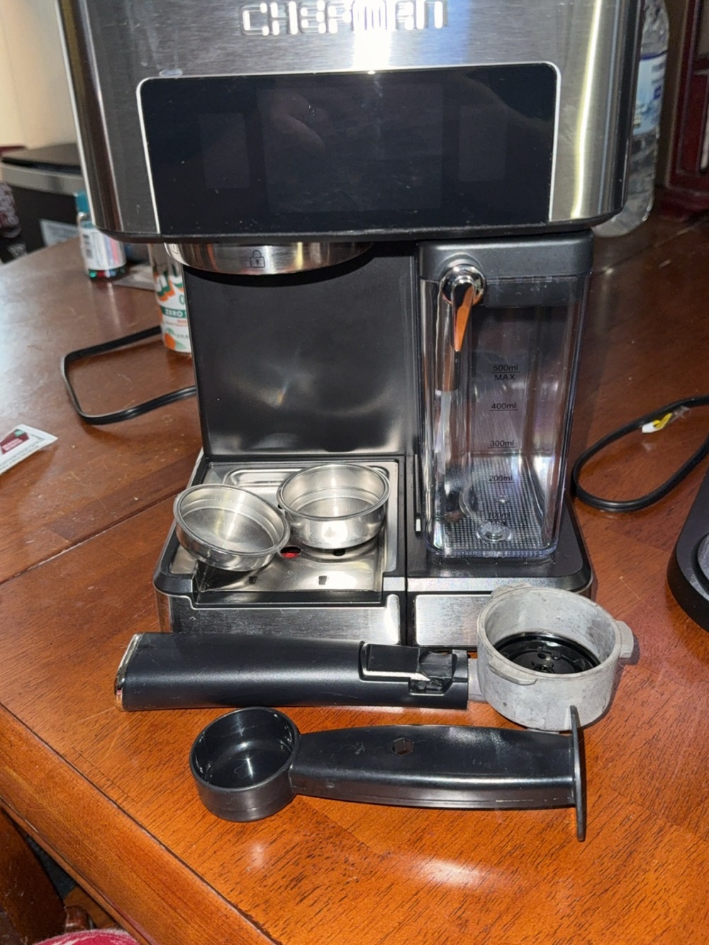 Chefman Black Stainless Espresso Machine with Milk Frother